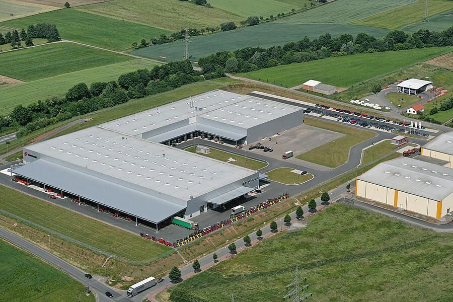 Letecký pohled na areál Wacker Neuson Korbach.