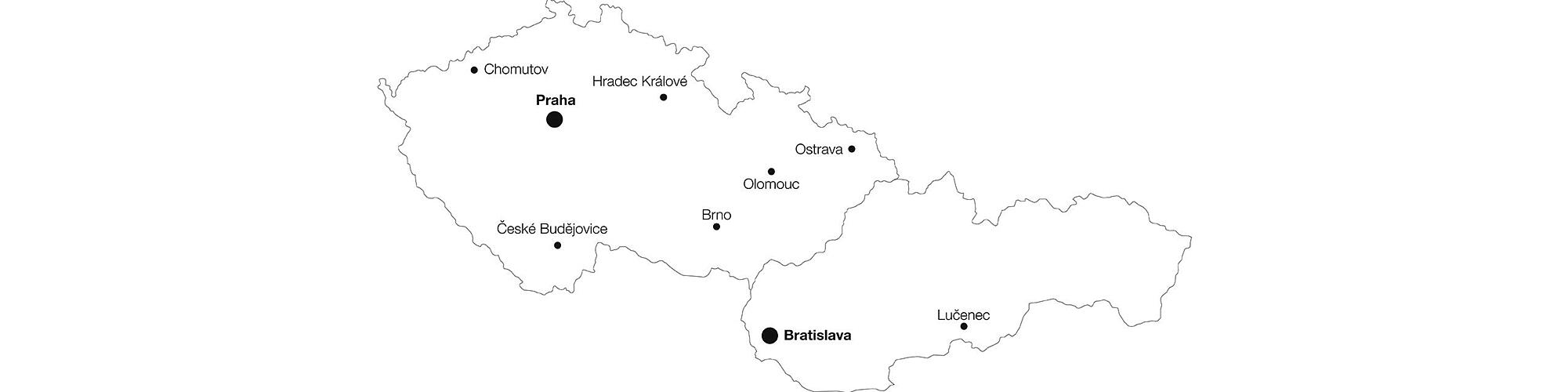 Map of Slovakia and Czechia