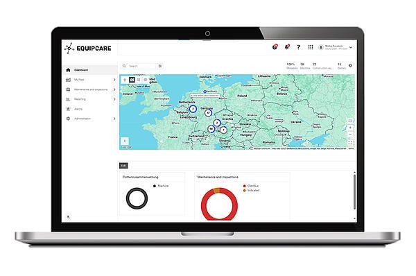Notebook s náhledem EquipCare Manager Home.